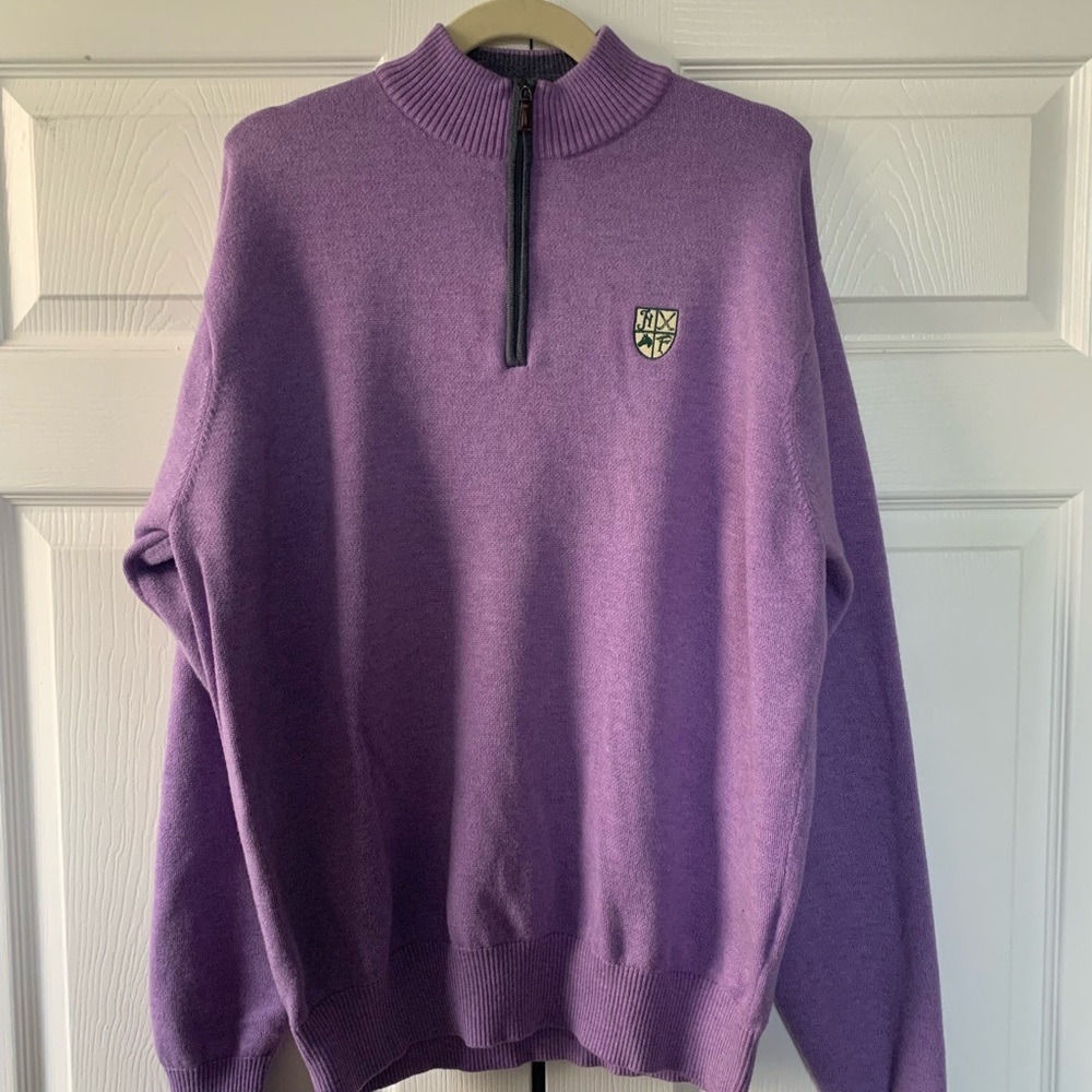 Purple Half-Zip Men's Sweater Hamilton Farm Golf Club Patch